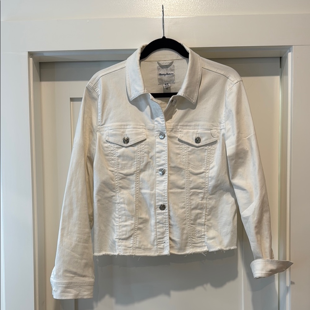 Tommy Bahama White Jean Jacket Classic Design